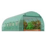 Walk-in Tunnel Greenhouse with Galvanized Steel Frame, PE Cover, Roll-up Zipper Door and 12 Windows | 19.4x9.7x6.5 ft