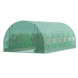 Walk-in Tunnel Greenhouse with Galvanized Steel Frame, PE Cover, Roll-up Zipper Door and 12 Windows | 19.4x9.7x6.5 ft