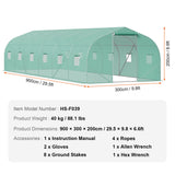 Heavy Duty Walk-in Tunnel Greenhouse - 30ft x 10ft - Galvanized Steel