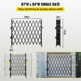 VEVOR Single Folding Security Gate, 85" H x 95" W Folding Door Gate, Steel Accordion Security Gate, Flexible Expanding Security Gate, Rolling Barricade Gate, Scissor Gate/Door with Padlock