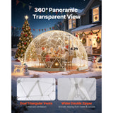 Garden Dome Tent, 2.9 x 1.75 m Outdoor Clear Bubble Tent for 2-4 Person, Weatherproof Geodesic Dome Greenhouse with Window, PVC Igloo Tents for Backyard Patios Camping Party Wedding