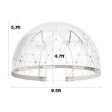 Garden Dome Tent, 2.9 x 1.75 m Outdoor Clear Bubble Tent for 2-4 Person, Weatherproof Geodesic Dome Greenhouse with Window, PVC Igloo Tents for Backyard Patios Camping Party Wedding