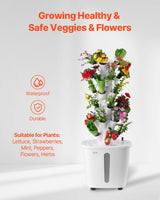 Hydroponic Growing System, 30 Pods Vertical 6 Tiers Hydroponic Tower, Home Hydronic Garden with Water Pump & Timer, Water Circulation Plants Germination Kit for Indoor Herbs Fruits & Vegetables