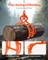 32in Log Lifting Tongs, 4-Claw Log Tongs, Heavy Duty Steel Log Grapple, 2200LBS Lifting Capacity, Swivel Log Graper Timber, Eagle Claw Design, Log Skidding Tongs for Trucks, Tractors, Forklifts