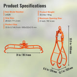 Timber Claw Hook, 28 inch 4 Claw Log Grapple for Logging Tongs, Swivel Steel Log Lifting Tongs, Eagle Claws Design with 2205 lbs/1000 kg Loading Capacity for Tractors, ATVs, Trucks, Forklifts