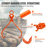 VEVOR Log Skidding Tongs, 81.3cm 2 Claw Log Lifting Tongs, Heavy Duty Steel Lumber Skidding Tongs, 700 kg Loading Capacity, Log Lifting, Handling, Dragging & Carrying Tool