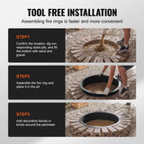 Fire Pit Ring Round Inner Steel Liner DIY Campfire Firepit