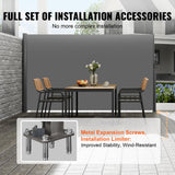VEVOR Retractable Side Awning, 160X300m Aluminum Outdoor Privacy Screen, 280g Polyester Water-proof Retractable Patio Screen, UV 30+ Room Divider Wind Screen for Patio, Backyard, Balcony, Gray