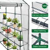 Greenhouse | Walk-In Tunnel | 3 Tier Planting Shelves | 143x143x195cm | PE Cover Roll-up Zipper Door and Window for Outdoor Plants