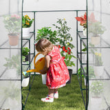 Greenhouse | Walk-In Tunnel | 3 Tier Planting Shelves | 143x143x195cm | PE Cover Roll-up Zipper Door and Window for Outdoor Plants