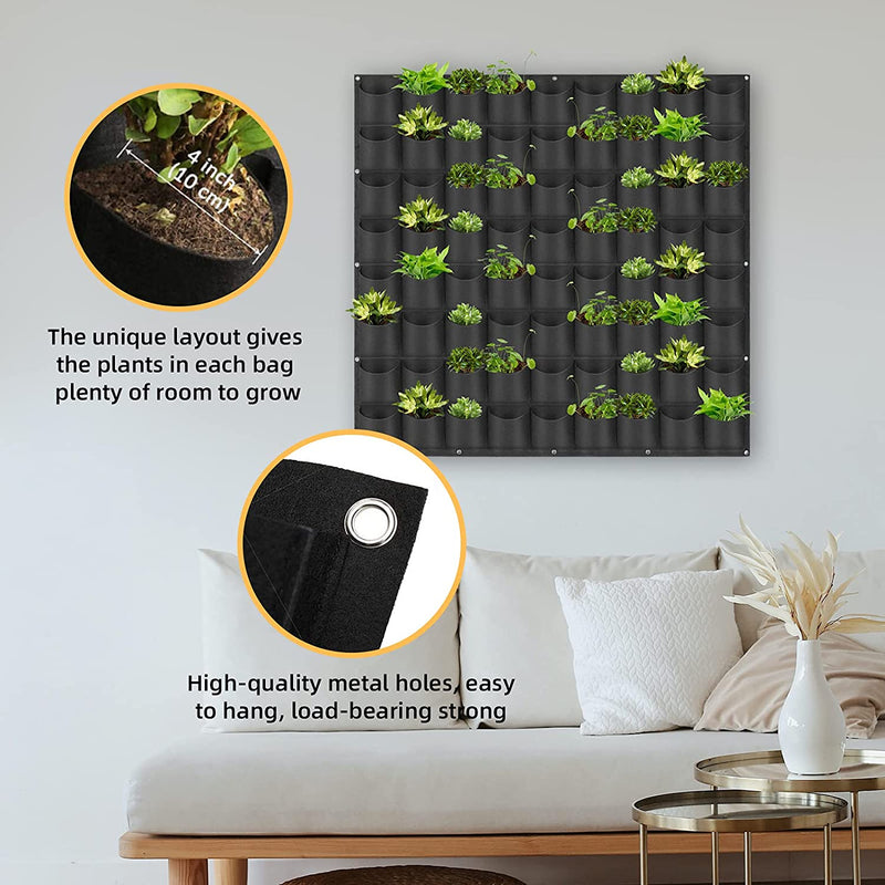 72 Pockets Vertical Garden Planter – Wall-Mounted Hanging Planter for Indoor & Outdoor Use, Perfect for Growing Flowers & Vegetables