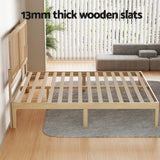 Artiss Bed Frame Double Size with Rattan Headboard Wooden Bed Base BRUNO
