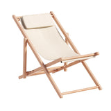 Outdoor Deck Chair | Wooden Sun Lounge | Folding Beach Patio Furniture | Gardeon | Beige