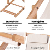 Outdoor Deck Chair | Wooden Sun Lounge | Folding Beach Patio Furniture | Gardeon | Beige