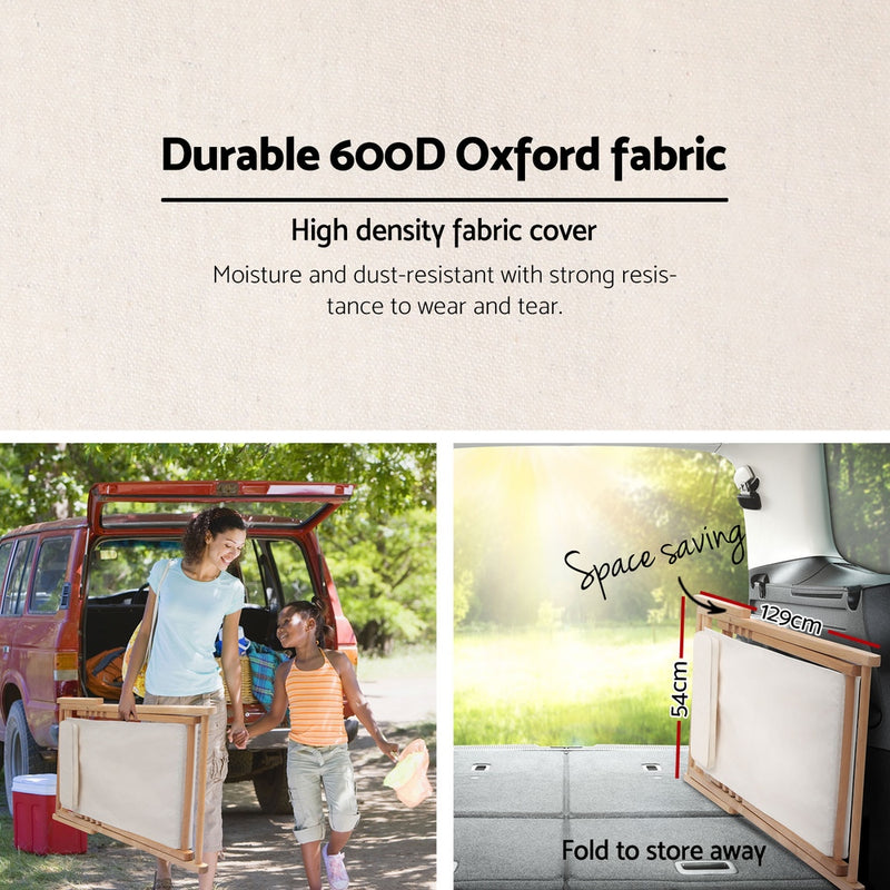 Outdoor Deck Chair | Wooden Sun Lounge | Folding Beach Patio Furniture | Gardeon | Beige