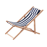 Outdoor Deck Chair | Wooden Sun Lounge | Folding Beach Patio Furniture | Gardeon | Blue