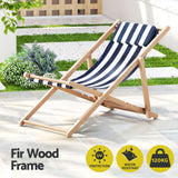 Outdoor Deck Chair | Wooden Sun Lounge | Folding Beach Patio Furniture | Gardeon | Blue