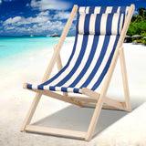 Outdoor Deck Chair | Wooden Sun Lounge | Folding Beach Patio Furniture | Gardeon | Blue