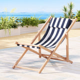 Outdoor Deck Chair | Wooden Sun Lounge | Folding Beach Patio Furniture | Gardeon | Blue