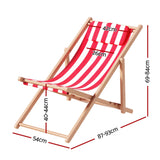 Outdoor Deck Chair | Wooden Sun Lounge | Folding Beach Patio Furniture | Gardeon | Red