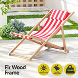 Outdoor Deck Chair | Wooden Sun Lounge | Folding Beach Patio Furniture | Gardeon | Red