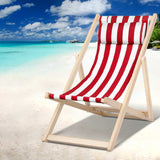 Outdoor Deck Chair | Wooden Sun Lounge | Folding Beach Patio Furniture | Gardeon | Red