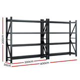 4Mx2M Garage Shelving Warehouse Rack | Giantz| Black