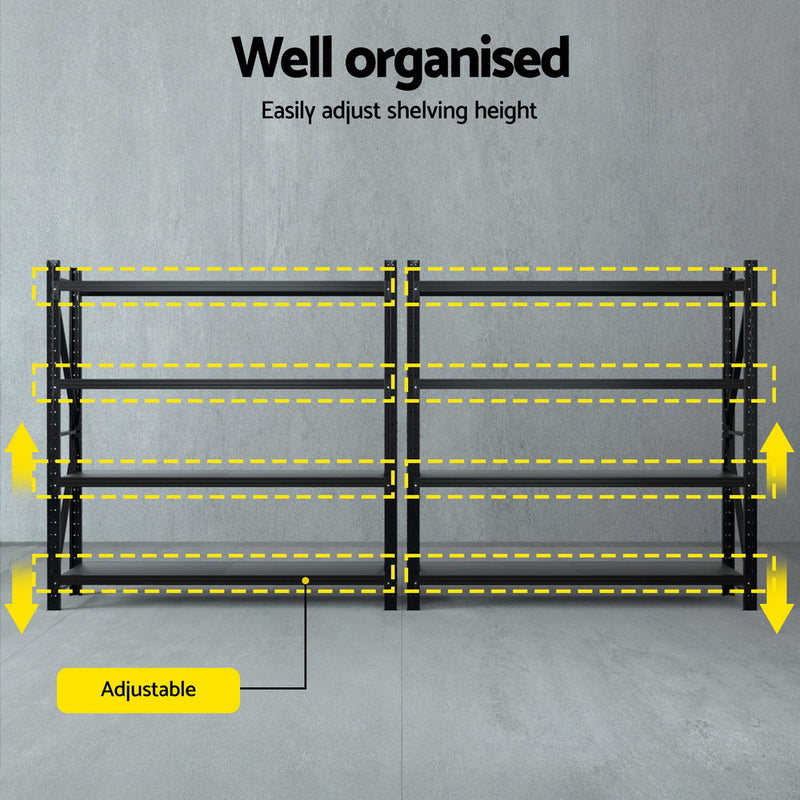 4Mx2M Garage Shelving Warehouse Rack | Giantz| Black