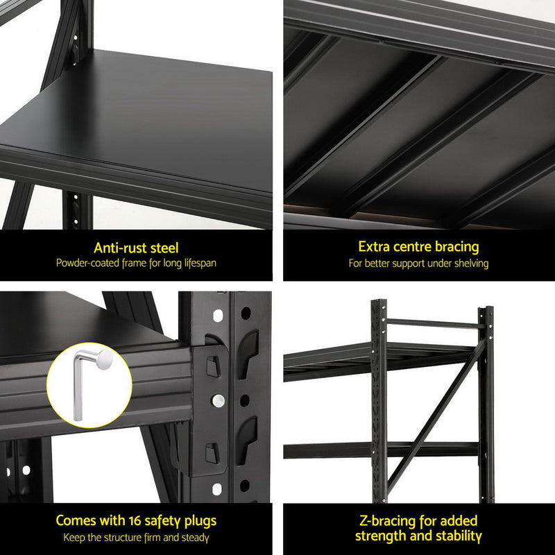 4Mx2M Garage Shelving Warehouse Rack | Giantz| Black