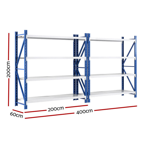 4Mx2M Garage Shelving Warehouse Rack | Giantz | Blue