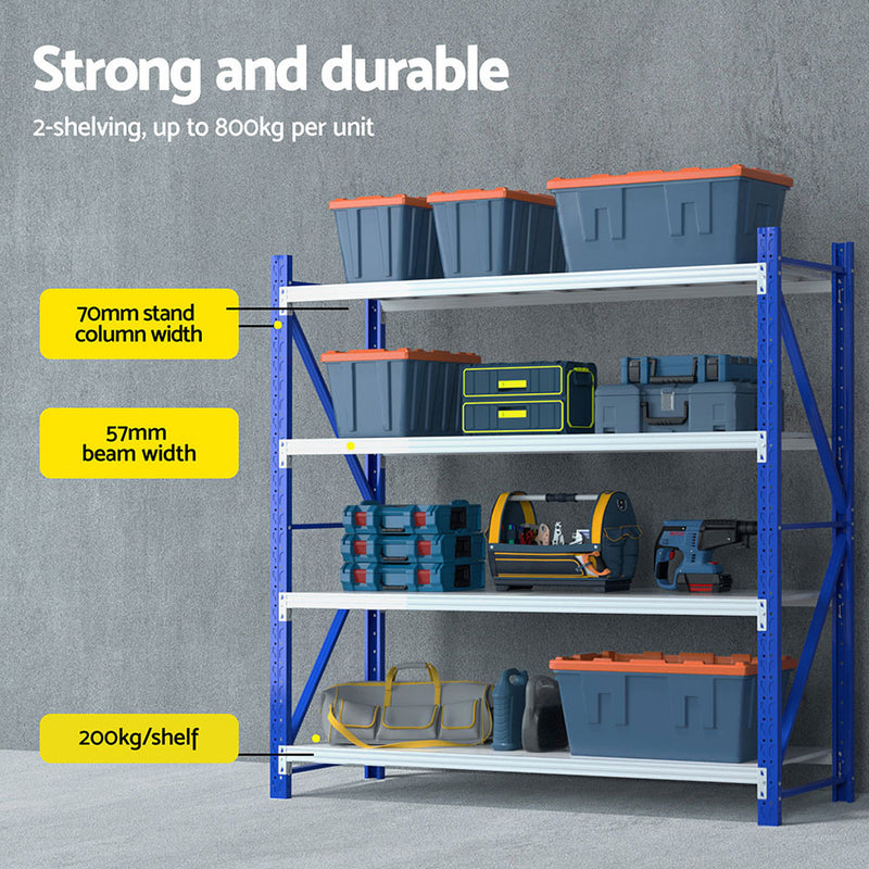 4Mx2M Garage Shelving Warehouse Rack | Giantz | Blue