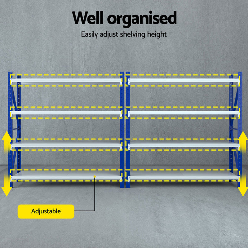 4Mx2M Garage Shelving Warehouse Rack | Giantz | Blue
