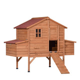 Wooden chicken coop with a red roof on a white background 2