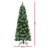 Jingle Jollys Christmas Tree 1.8M LED Xmas Tree Party Decorations Red Barries