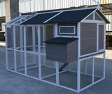 XXL Grey wooden chicken coop and rabbit hutch with integrated nesting box and wire run