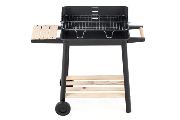 Appliances > Kitchen Appliances > Toasters & Grills - Charcoal Grill BBQ with Manual Rotisserie Stick on Trolley Stand - Garden Yard