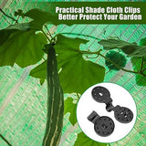 Image showing round plastic clips attached to garden nets, sunshade sails protecting veggie plants in Australian garden