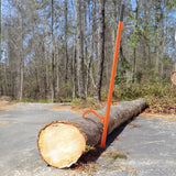 Cant hook tool with 59 inch handle rolling a log