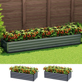Grey corrugated raised garden beds set of 2 placed in backyard veggie patch