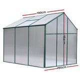 Dimensions of walk-in polycarbonate garden greenhouse with an aluminium frame