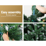 Tool-free section assembly of a 2.4m Jingle Jollys snow-frosted artificial pine tree.