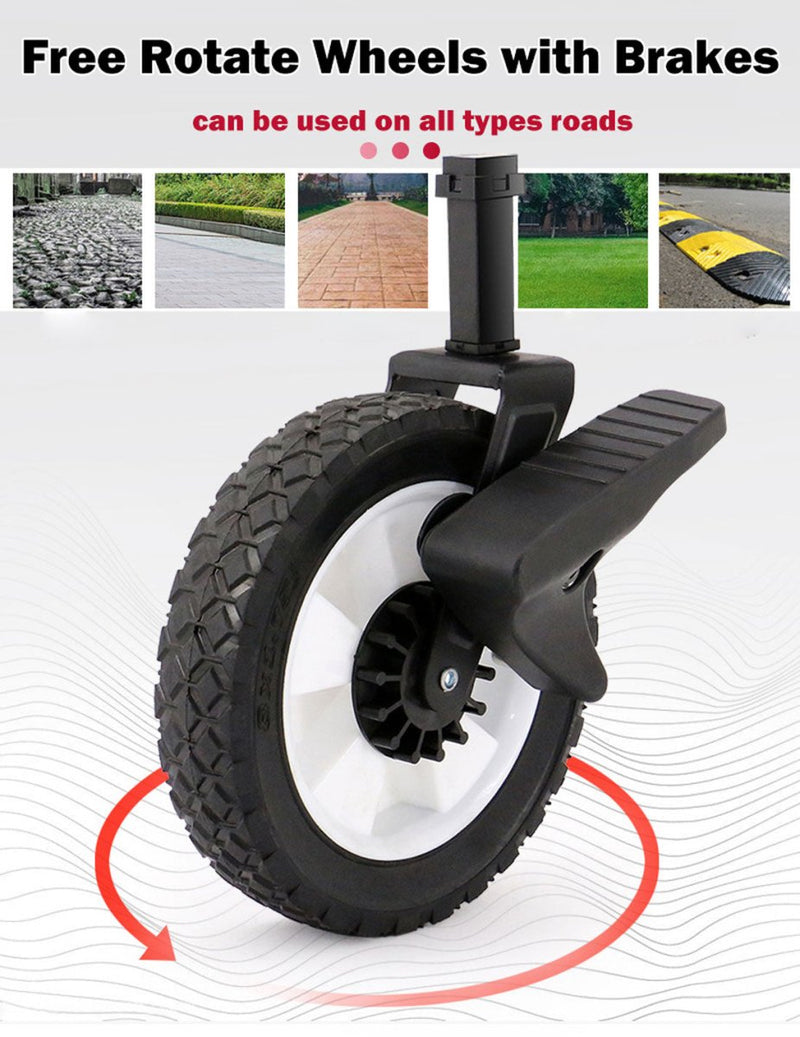  - Foldable Collapsible Wagon Cart Garden Beach Outdoor Shopping Trolley Camping Brake - Black - Garden Yard