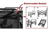  - Foldable Collapsible Wagon Cart Garden Beach Outdoor Shopping Trolley Camping Brake - Black - Garden Yard