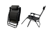 Furniture > Bar Stools & Chairs > Arm Chairs & Recliners - 2 Pcs Zero Gravity Folding Reclining Chair (Black) - Garden Yard