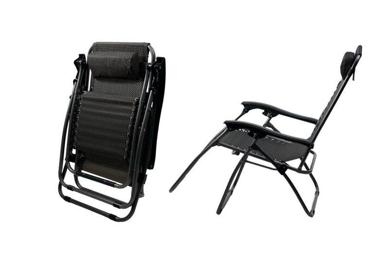 Furniture > Bar Stools & Chairs > Arm Chairs & Recliners - 2 Pcs Zero Gravity Folding Reclining Chair (Black) - Garden Yard