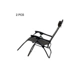 Furniture > Bar Stools & Chairs > Arm Chairs & Recliners - 2 Pcs Zero Gravity Folding Reclining Chair (Black) - Garden Yard