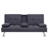 Furniture > Bar Stools & Chairs > Arm Chairs & Recliners - Artiss Sofa Bed 175CM Dark Grey Fabric - Garden Yard