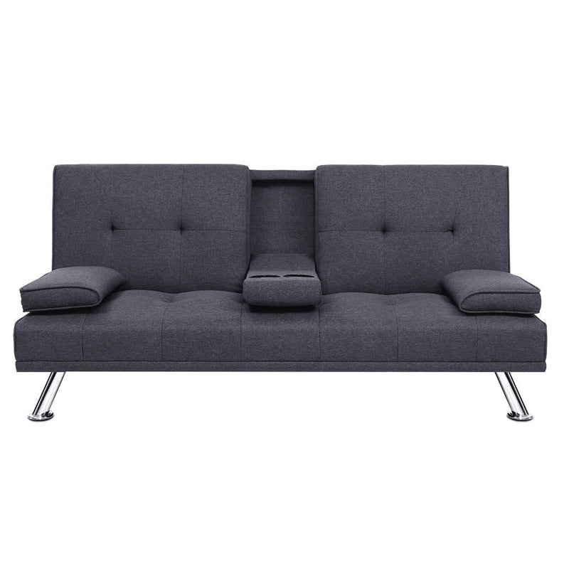 Furniture > Bar Stools & Chairs > Arm Chairs & Recliners - Artiss Sofa Bed 175CM Dark Grey Fabric - Garden Yard