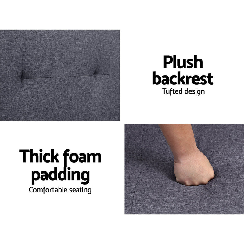 Furniture > Bar Stools & Chairs > Arm Chairs & Recliners - Artiss Sofa Bed 175CM Dark Grey Fabric - Garden Yard