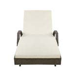 Furniture > Bar Stools & Chairs > Arm Chairs & Recliners - Gardeon 2PC Sun Lounge Wicker Lounger Outdoor Furniture Beach Chair Adjustable Cushion Grey&Beige - Garden Yard